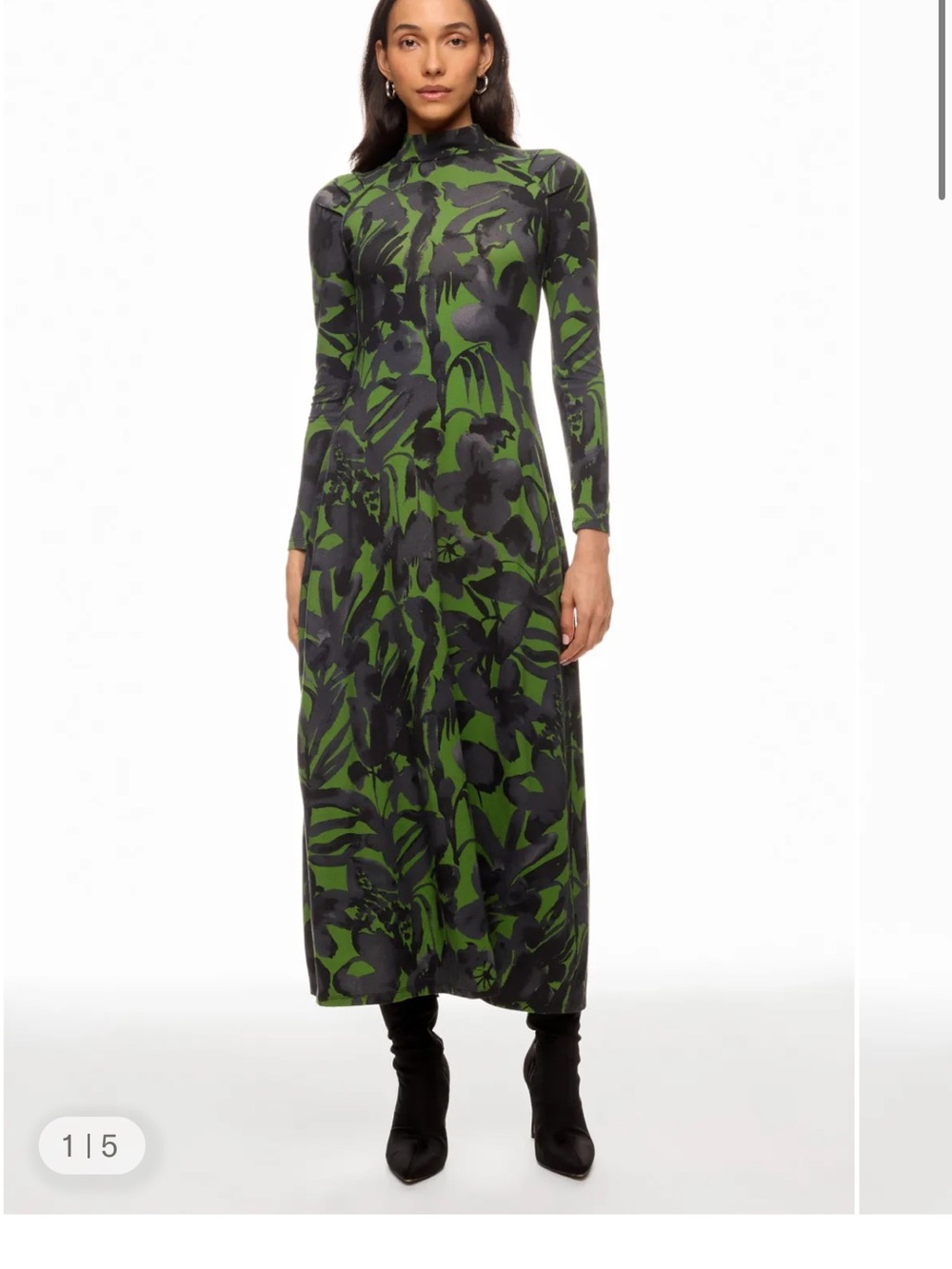 Untitled in Motion Green Speculus Floral Mock Neck Maxi Dress MSRP $265